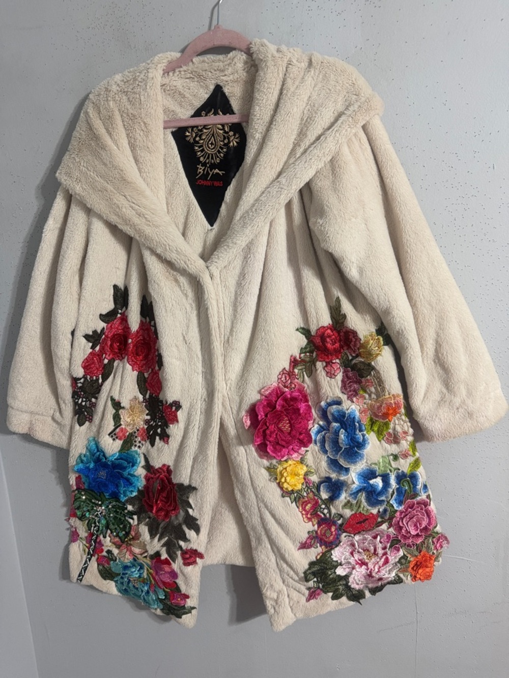 NWOT Johnny Was Floral Cream Hooded Coat Fu